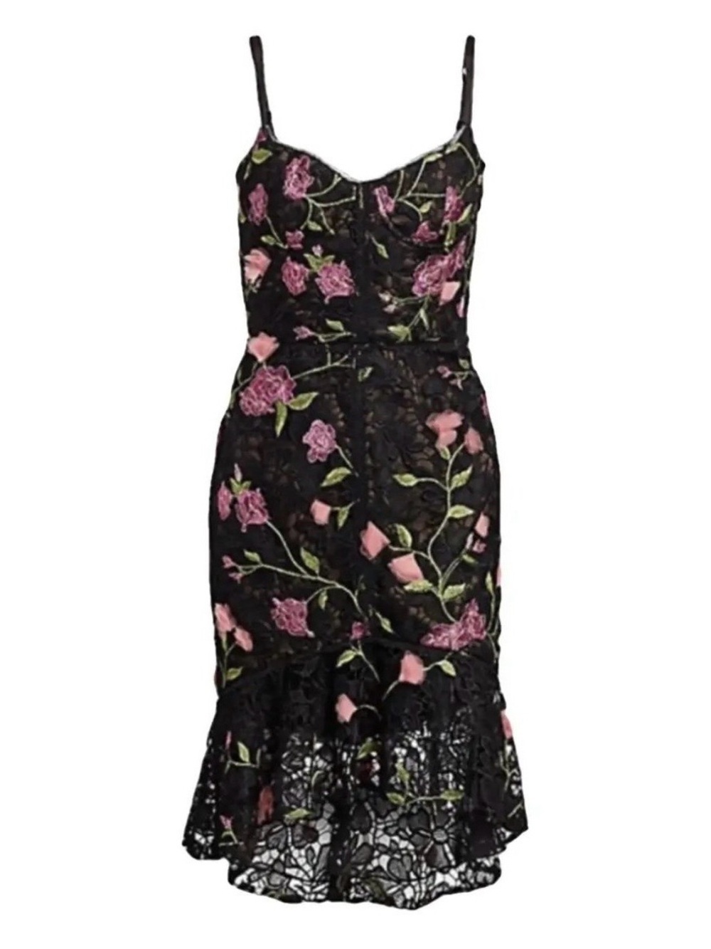 NEW Marchesa Notte Floral Embroidered Corset Dress Black SIZE 14. Fits 8-10